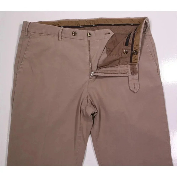 PT01 Easy Fit Light Brown Cotton Stretch Flat Front Chino Pants 36x26 - Picture 5 of 8